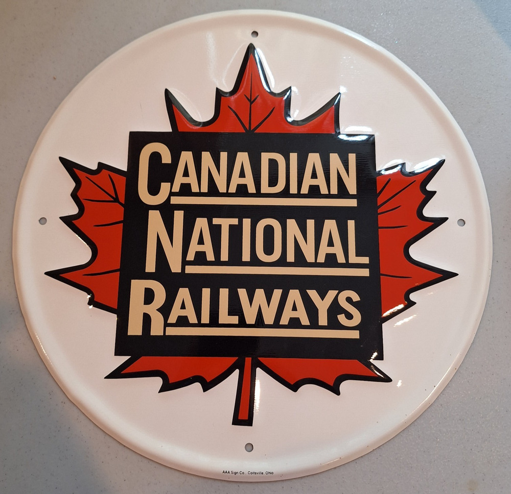 Vintage AAA Sign Co Canadian National Railways Metal Train Sign 11.5"